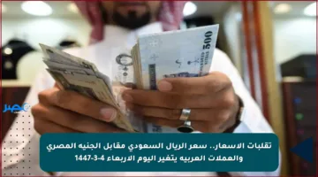 تقلبات الأسعار.. سعر الريال السعودي مقابل الجنيه المصري والعملات العربية يتغير اليوم الأربعاء 4-3-1447